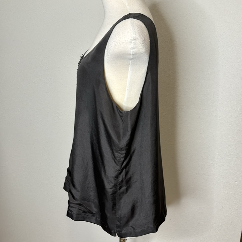 NWOT — Eileen Fisher size Large silk sleeveless top / blouse with beaded detail - Picture 5 of 8